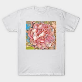 Drawing of pink rose flower T-Shirt